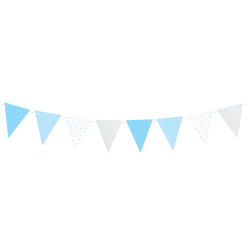 Blue, White and Silver Paper Bunting