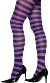 Purple & Black Striped Tights