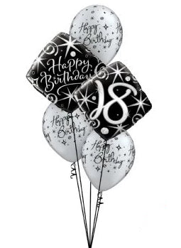 Happy Birthday Age Bouquet (Black & Silver)