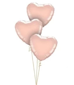 Triple Balloon Heart Bouquet - Red or Rose Gold
