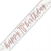 70th Rose Gold Happy Birthday Banner